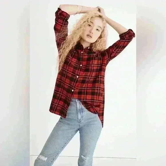 MADEWELL Classic Ex-Boyfriend Shirt in Kirtling Plaid - Picture 1 of 12